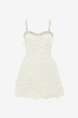 Sophia Embellished Lace Mini Dress - Snow