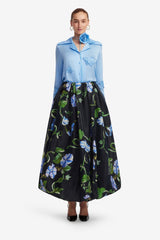 Victoria Puff Maxi Skirt - Vine Print in Ebony