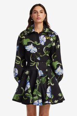 Kathleen Silk Blouse - Vine Print in Ebony