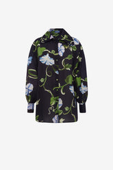 Kathleen Silk Blouse - Vine Print in Ebony