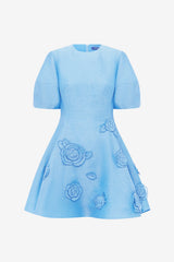 Simona Appliqué Mini Dress - Pastel Blue