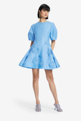 Simona Appliqué Mini Dress - Pastel Blue