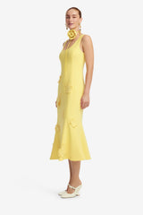 Emily Appliqué Midi Dress - Limoncello