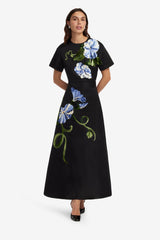 Rafaela Maxi Skirt - Vine Print in Ebony