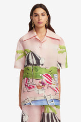 Casey Silk Button Shirt - Riviera Print