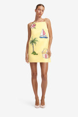 Leia Embroidered Mini Dress - Havana Print