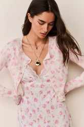 Adeanne Heirloom Print Cotton Cardigan - STERLING DUSK
