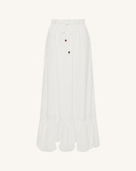 Drawstring Chiffon Maxi Skirt - White
