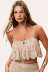 Sorwyn Beaded Sequin Crop Top
