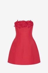 Rosario Linen Bustier Mini Dress - Scarlet