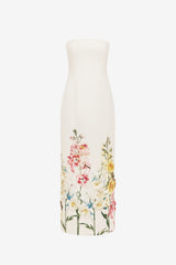 Rayna Embroidered Maxi Dress - Snapdragon Print in Snow