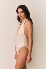 Meegan Floral Halter One-Piece Swimsuit