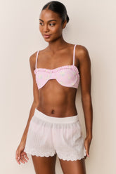 Ocean Embroidered Cotton Cover-Up Shorts