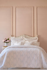 Embroidered Bow Duvet Cover + Sham Set - MORNING MIST