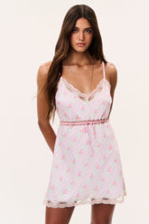 Nicoli Floral Satin Mini Slip Dress