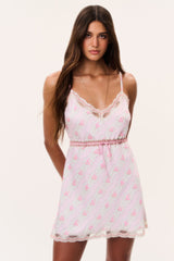 Nicoli Floral Satin Mini Slip Dress