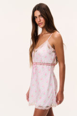 Nicoli Floral Satin Mini Slip Dress