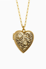 Miss Ellie Three-Rose-Embossed Heart Locket