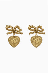 Miss Ellie Gross Grain Bow & Heart Earrings