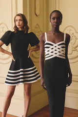 Ninette Coulum Midi Dress in Black & White