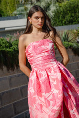 Dionne Strapless Gown in Pink Floral