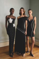 Natasia Off Shoulder Gown in Black