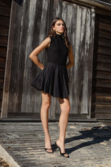 Nydia A-Line Mini Dress in Black