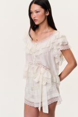 Persine Silk Ruffle Top