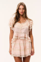 Klara Silk Lace-Trimmed Mini Skirt