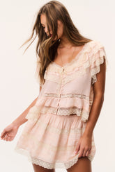 Klara Silk Lace-Trimmed Mini Skirt