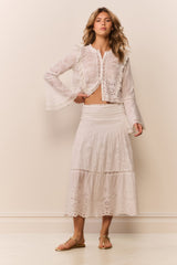 Mallow Cotton Bandana Eyelet Midi Skirt