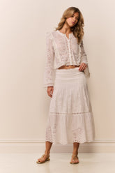 Mallow Cotton Bandana Eyelet Midi Skirt