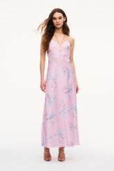 Serita Buffed Rose Satin Maxi Dress