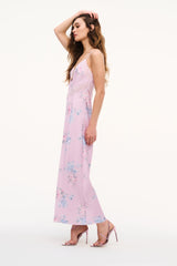 Serita Buffed Rose Satin Maxi Dress