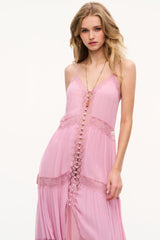 Slovenia Chiffon Lace Maxi Dress