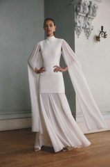 Odelia Cape Sleeve Gown in White