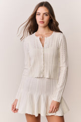Peridot Stretch Pointelle Cardigan