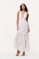 Trix Eyelet Halter Maxi Dress