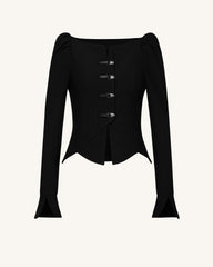 Olivia Puff Shoulder Blazer - Black