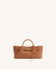 Maeve Dachshund Metal Charm Tote Bag - Tan
