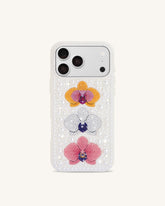 Pearl Orchid Floral Phone Case - White