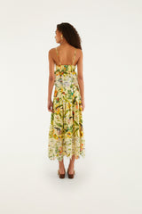 Soft Yellow Brasil Collage Lace Maxi Skirt