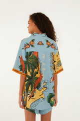 Multicolor Beaches Path Buttoned Shirt