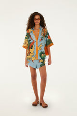 Multicolor Beaches Path Buttoned Shirt