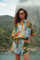 Multicolor Beaches Path Buttoned Shirt