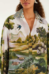 Multicolor Countryside Landscape Buttoned Shirt