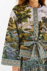 Multicolor Countryside Landscape Quilted Kimono Jacket