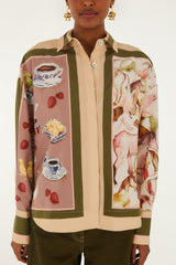 Multicolor Countryside Mixed Scarf Buttoned Shirt