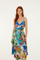 Multicolor Garden Of Life Back Ties Midi Dress