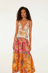 Multicolor Ligia Floral Mix Maxi Dress